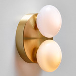 Dot 2X Wall / Ceiling Light - Brushed Brass / Light Beige / White