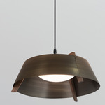 Casia Pendant - Overstock - Dark Stained Walnut / Distressed Brass