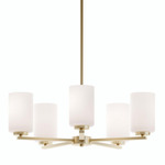 Leo Convertible 5 Light Pendant - Antique Brass / White