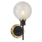 Gem Wall Sconce - Brushed Brass / Black / Blizzard Glass