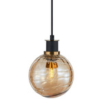 Gem Pendant - Brushed Brass / Black / Amber