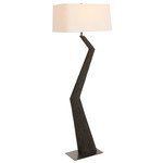 Graceland Floor Lamp - Ebony / Off White Linen