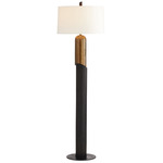 Hartford Floor Lamp - Black / Antique Brass / Off White Linen