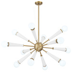 Zodiac Sputnik Chandelier - Aged Brass / White