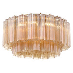 Addis Ceiling Flush Light - Aged Brass / Amber