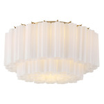 Addis Ceiling Flush Light - Aged Brass / White