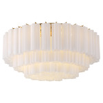 Addis Ceiling Flush Light - Aged Brass / White