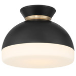 Gidget Ceiling Flush Light - Matte Black / Vibrant Gold / White Glass