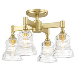 Gregory Multi Semi Flush Ceiling Light - Aged Brass / Clear