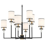 Hatfield Chandelier - Vibrant Gold / Black Forged / White Silk