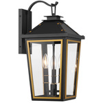 Hawkins Outdoor Wall Sconce - Matte Black / Textured Gold / Clear