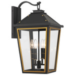 Hawkins Outdoor Wall Sconce - Matte Black / Textured Gold / Clear