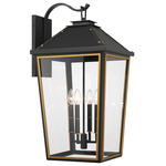 Hawkins Outdoor Wall Sconce - Matte Black / Textured Gold / Clear