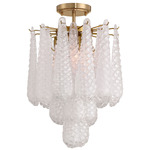 Ollie Semi Flush Ceiling Light - Aged Brass / Sand Glass Clear
