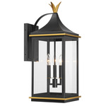 Simpson Outdoor Wall Sconce - Matte Black / Textured Gold / Clear