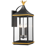 Simpson Outdoor Wall Sconce - Matte Black / Textured Gold / Clear