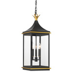 Simpson Outdoor Pendant - Matte Black / Textured Gold / Clear
