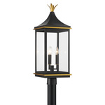 Simpson Outdoor Post Light - Matte Black / Textured Gold / Clear