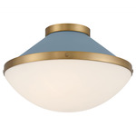Xander Ceiling Flush Light - Blue / White
