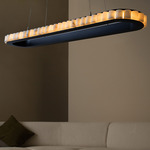 Avalon Oval Chandelier - Bronze / Honed Alabaster