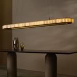Avalon Oval Chandelier - Satin Brass / Honed Alabaster