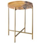 Freya Accent Table - Antique Brass / Natural