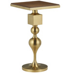 Maeve Accent Table - Brushed Brass / Walnut