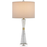 Edelmar Table Lamp - White / Clear / Natural Brass / Off-White Linen