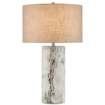 Faux Birch Table Lamp - Birch White / Gray / Natural Linen