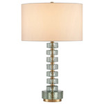 Mystras Table Lamp - Clear - Antique Brass / White Linen
