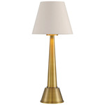 Saunter Portable Table Lamp - Brass / Off White Shantung