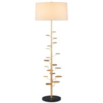 Vittoria Floor Lamp - Antique Gold Leaf / Beige Linen
