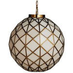 Polyhedron Small Pendant - Antique Brass / White