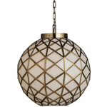 Polyhedron Small Pendant - Antique Brass / White