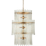 Electra Three-Tier Chandelier - Antique Brass / Clear