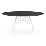 Glossy Dining Table - White / Black Marble