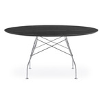 Glossy Dining Table - Chrome / Black Marble