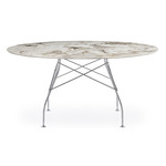 Glossy Dining Table - Chrome / Nature Tundra