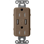 15-Amp Dual USB Tamper Resistant Receptacle - Satin Espresso