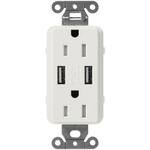 15-Amp Dual USB Tamper Resistant Receptacle - Satin Lunar Gray