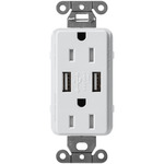 15-Amp Dual USB Tamper Resistant Receptacle - Satin Mist