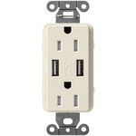 15-Amp Dual USB Tamper Resistant Receptacle - Satin Pumice