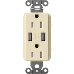 15-Amp Dual USB Tamper Resistant Receptacle - Satin Sand