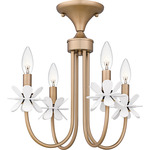Remy Semi Flush Ceiling Light - Bronze Gold / White