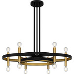 Winsland Chandelier - Matte Black / Gold