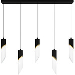 Alys Linear Chandelier - Matte Black / Gold / Alabaster
