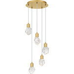 Skye Multi Light Pendant - Brushed Gold / Clear