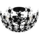 Rosemary Semi Flush Ceiling Light - Matte Black / Clear