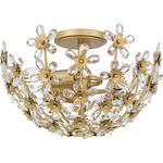 Rosemary Semi Flush Ceiling Light - Soft Gold / Clear