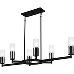 Cruz Linear Chandelier - Matte Black / Etched Glass